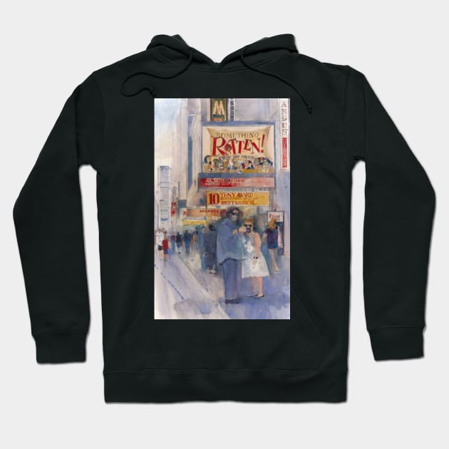 Something Rotten - Broadway Musical - Selfie - New York Theatre District Watercolor Hoodie by dfrdesign